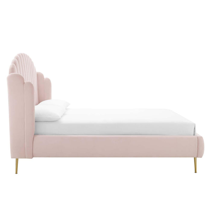 Lana Queen Performance Velvet Wingback Platform Bed