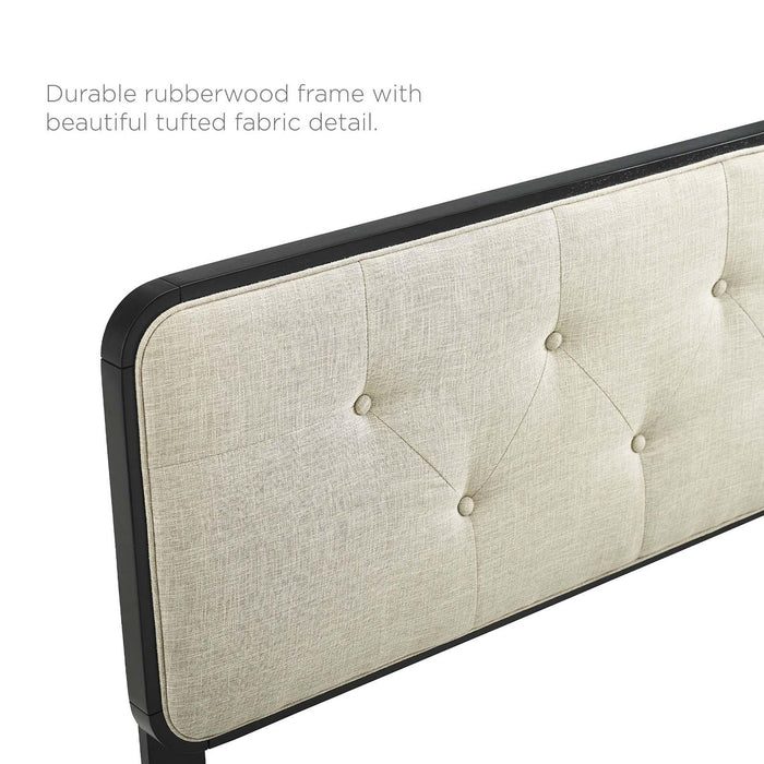 Collins Tufted Queen Fabric and Wood Headboard