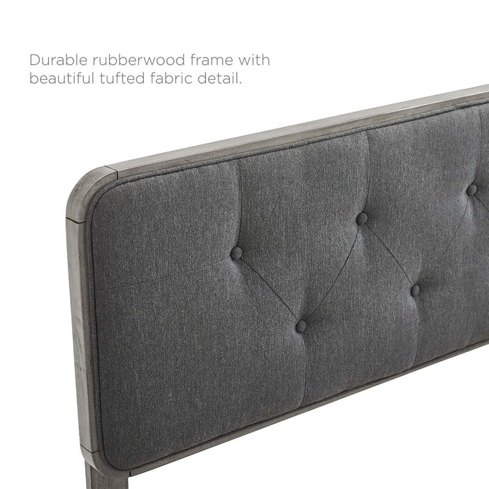 Collins Tufted King Fabric and Wood Headboard