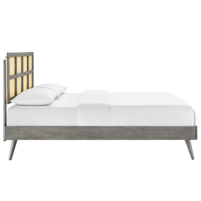 Sidney Cane and Wood King Platform Bed With Splayed Legs