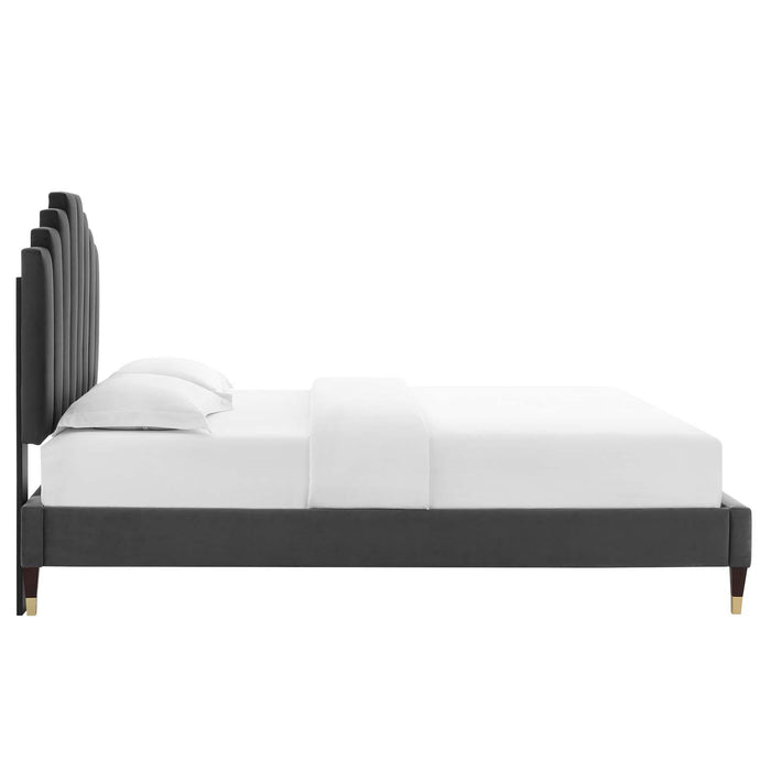 Elise Twin Performance Velvet Platform Bed