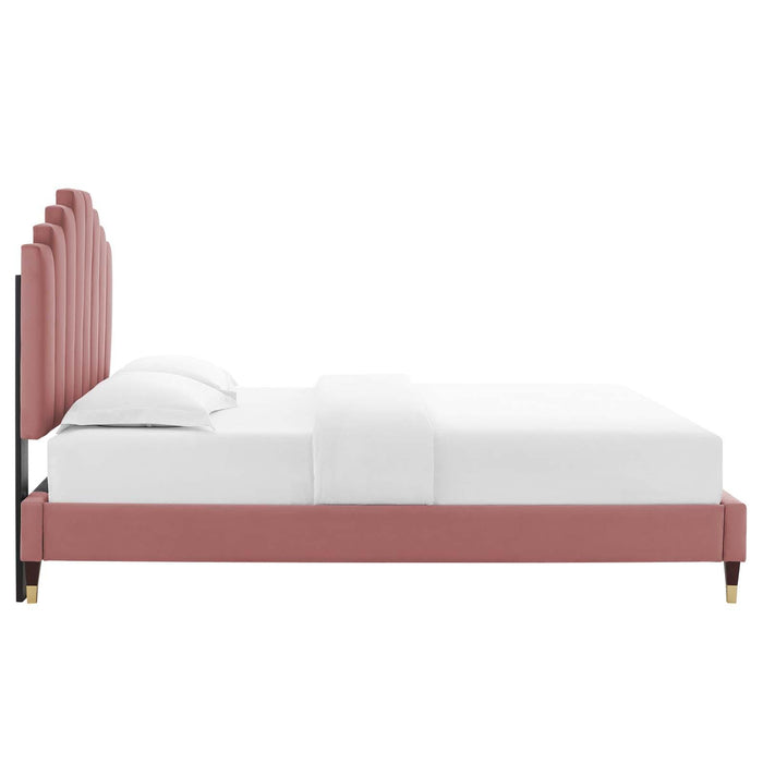 Elise Full Performance Velvet Platform Bed