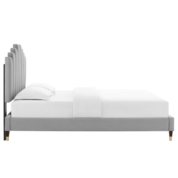 Elise Twin Performance Velvet Platform Bed