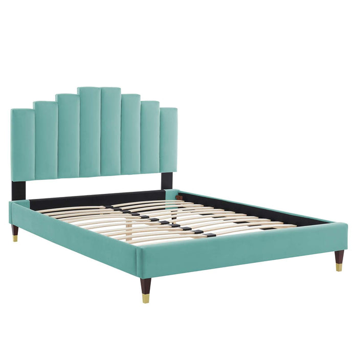 Elise Queen Performance Velvet Platform Bed