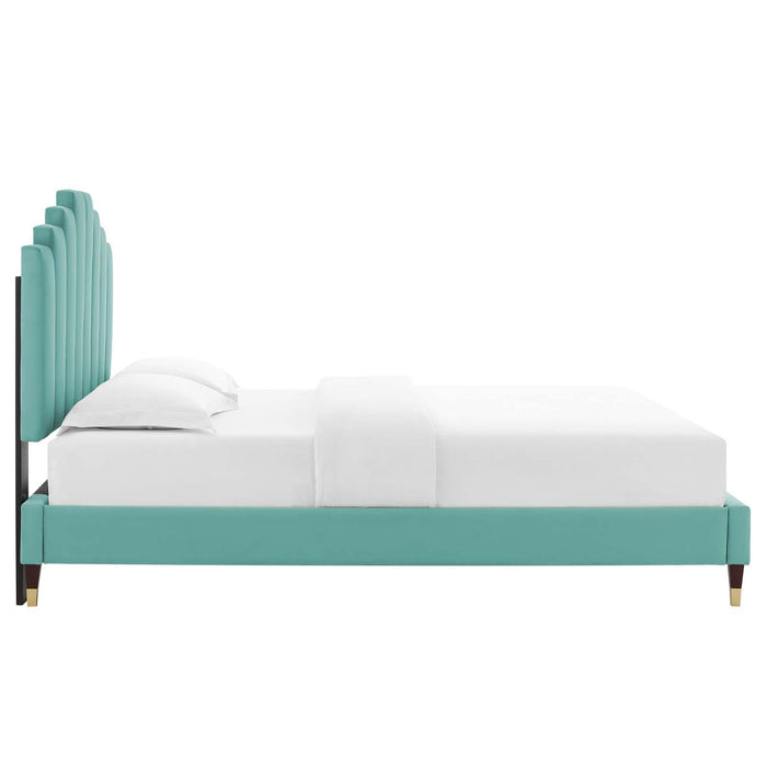 Elise King Performance Velvet Platform Bed