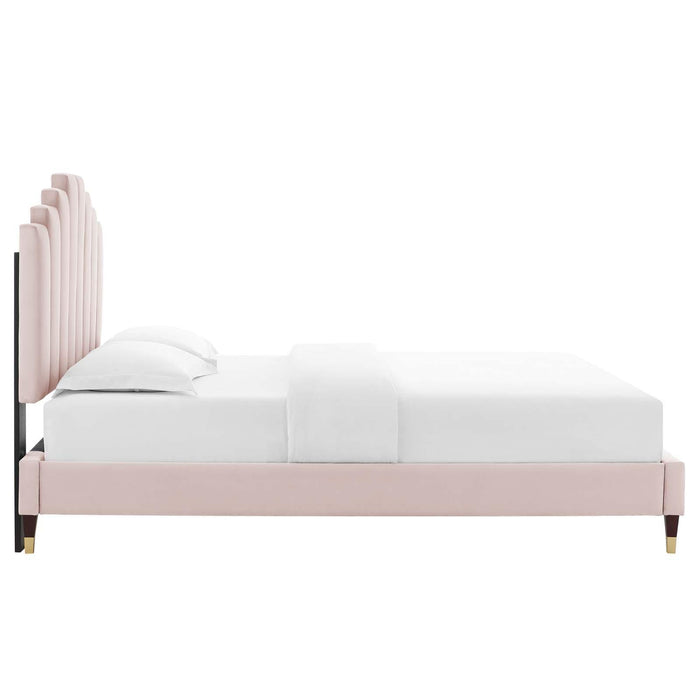 Elise Queen Performance Velvet Platform Bed