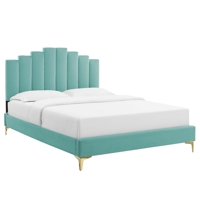 Elise Full Performance Velvet Platform Bed