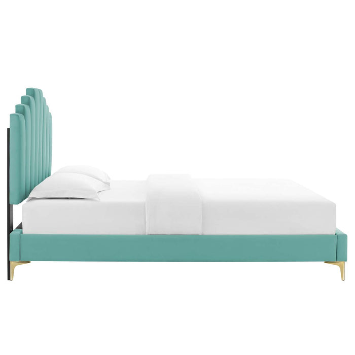 Elise Twin Performance Velvet Platform Bed