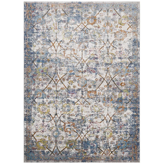 Minu Distressed Floral Lattice 8x10 Area Rug image