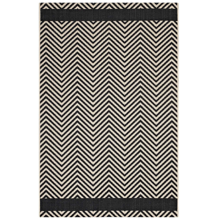 Optica Chevron With End Borders 8x10 Indoor and Outdoor Area Rug