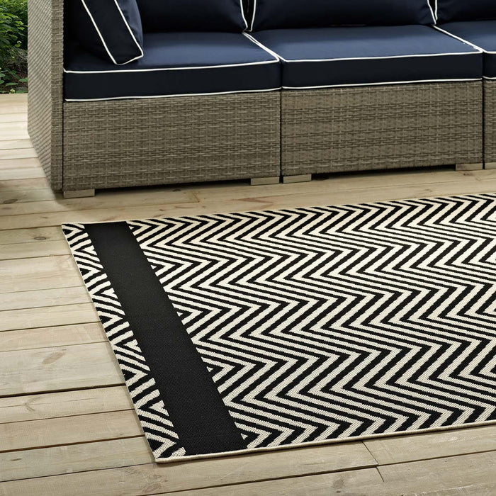 Optica Chevron With End Borders 8x10 Indoor and Outdoor Area Rug