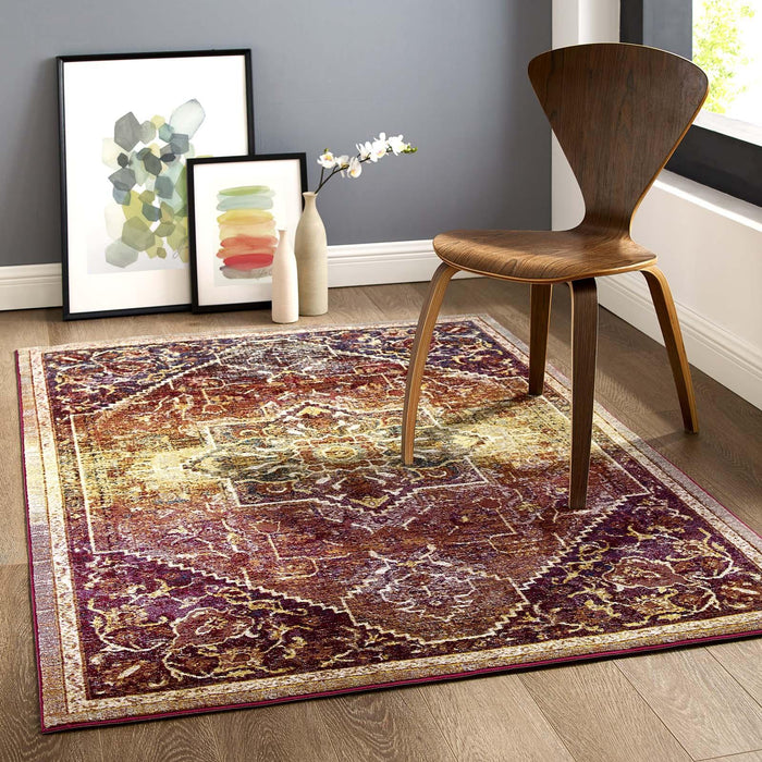 Success Kaede Transitional Distressed Vintage Floral Persian Medallion 4x6 Area Rug