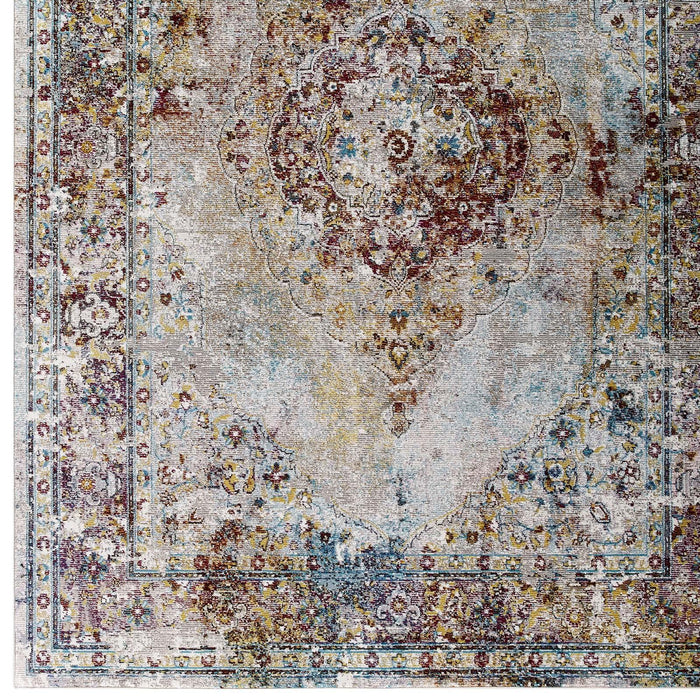 Success Merritt Transitional Distressed Floral Persian Medallion 8x10 Area Rug