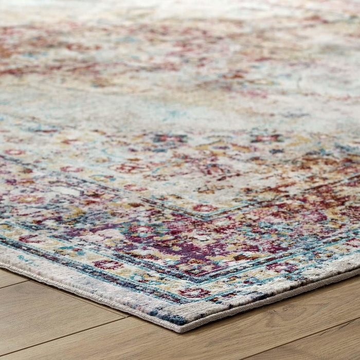 Success Merritt Transitional Distressed Floral Persian Medallion  5x8 Area Rug