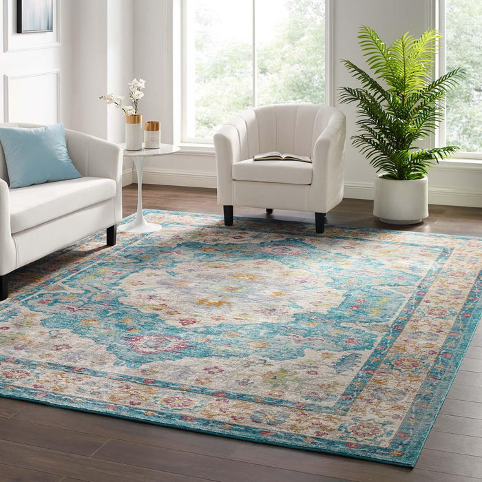 Success Anisah Distressed Floral Persian Medallion 8x10 Area Rug