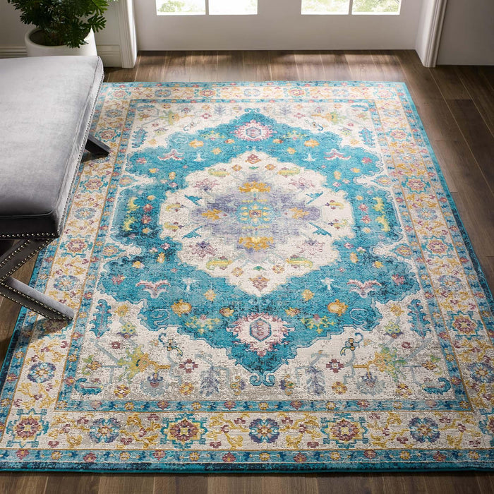 Success Anisah Distressed Floral Persian Medallion 5x8 Area Rug