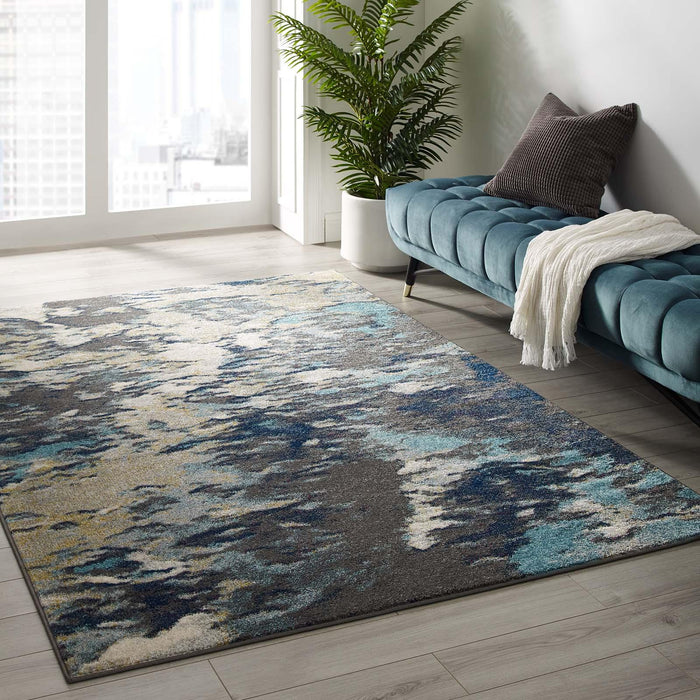 Entourage Foliage Contemporary Modern Abstract 5x8 Area Rug