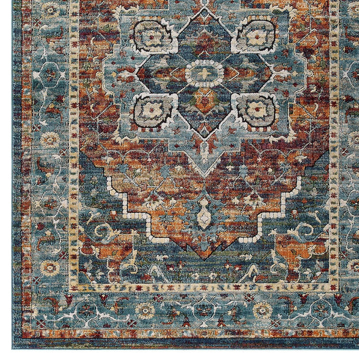 Tribute Diantha Distressed Vintage Floral Persian Medallion 8x10 Area Rug