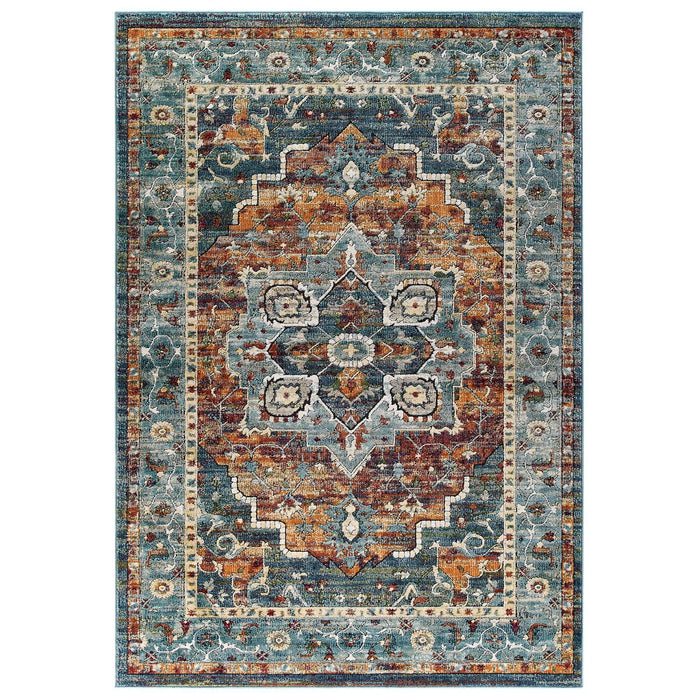 Tribute Diantha Distressed Vintage Floral Persian Medallion 5x8 Area Rug