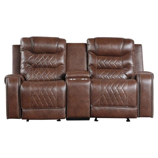 homelegance-furniture-putnam-double-glider-reclining-loveseat-in-brown-9405br-2
