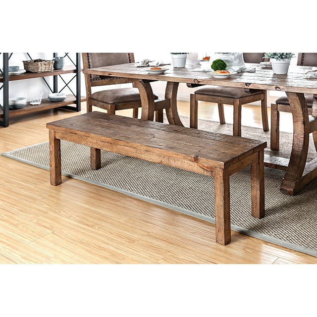 GIANNA Rustic Pine Wooden Bench