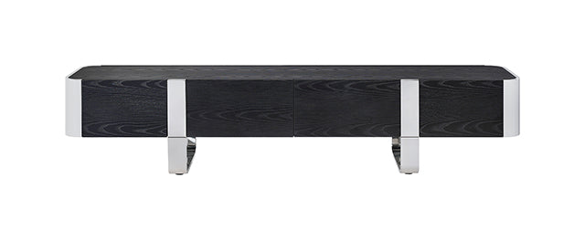 Leknes TV Stand Black w/ Silver Frame