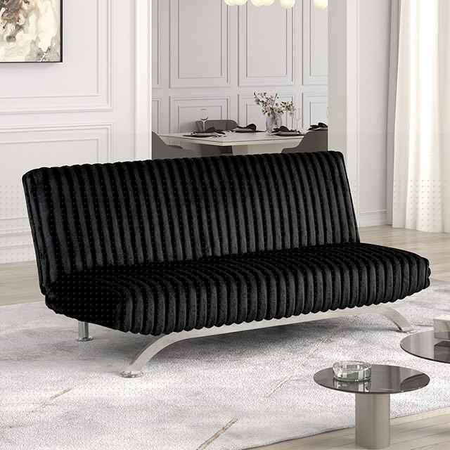 Villeneuve Futon Sofa Bed Black, Pink, & Grey