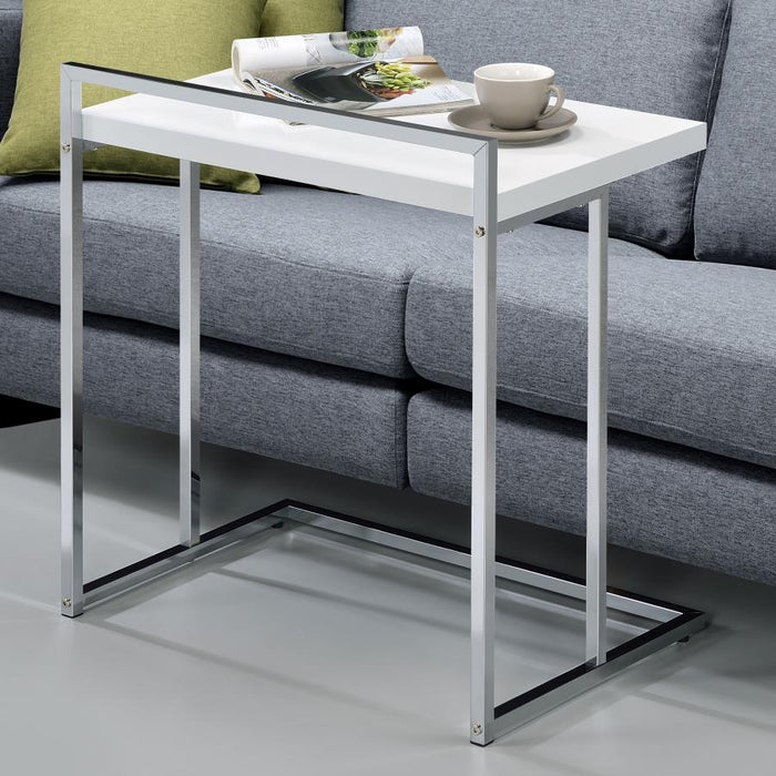 Dani Rectangular Snack Table with Metal Base WHITE