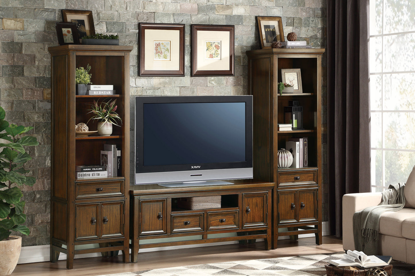 Frazier Park 59" TV Stand BROWN CHERRY ONLY