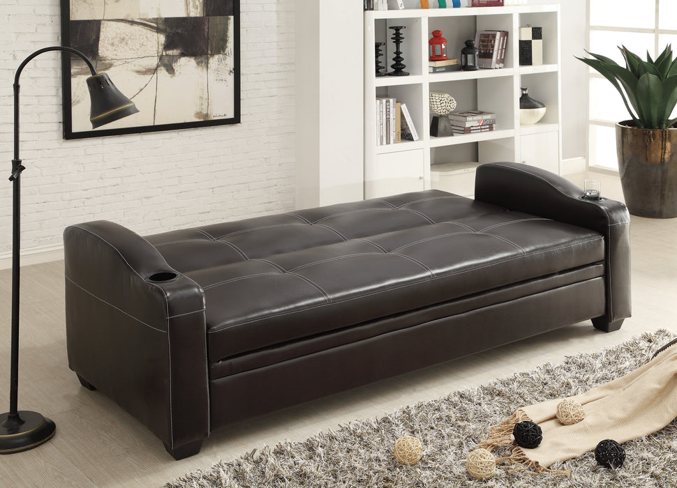 Caffery Elegant Lounger Convertible BROWN PVC