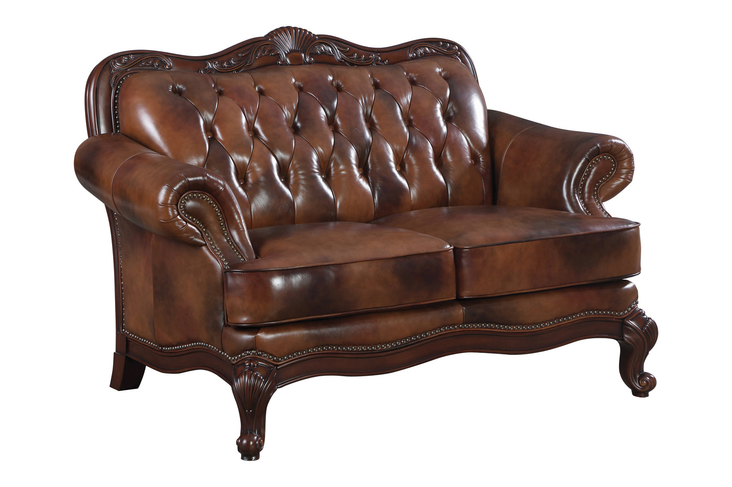 Victoria Top Grain Leather Tufted Sofa BROWN ONLY