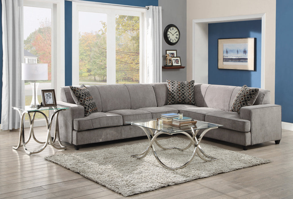 Tess Sectional W/Memory Foam Sleeper GREY ONLY