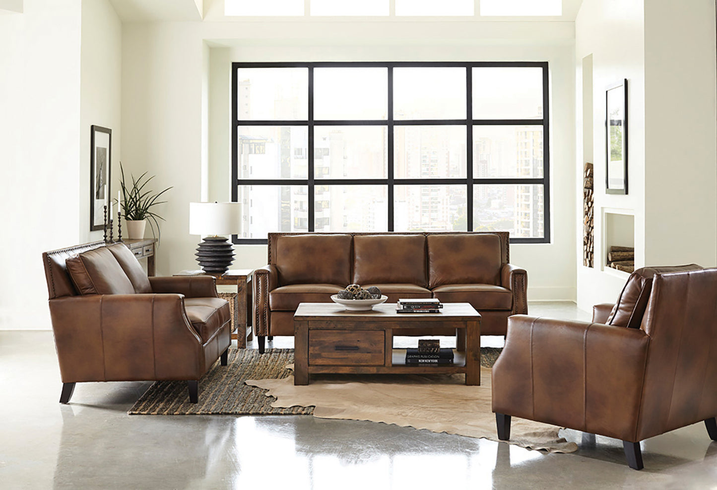 Leaton Top Grain Leather Sofa BROWN ONLY