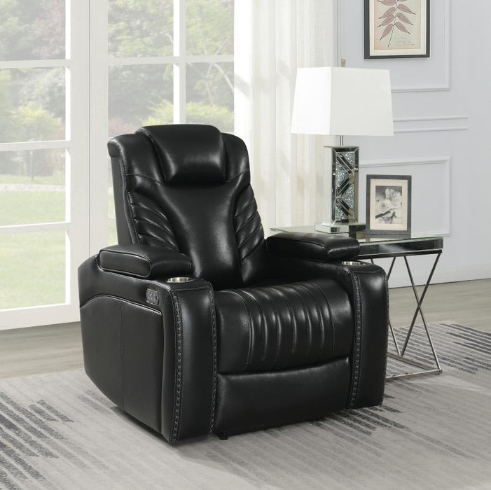 Bismark Top Grain Leather Power Sofa BLACK