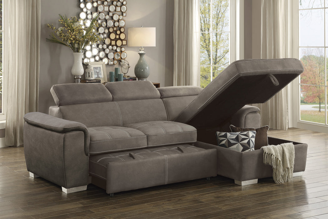 Ferriday 2-Piece Sectional with Pull-out Bed and Hidden Storage TAUPE