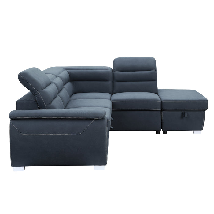 Platina Sectional W/Sleeper & Storage BLUE