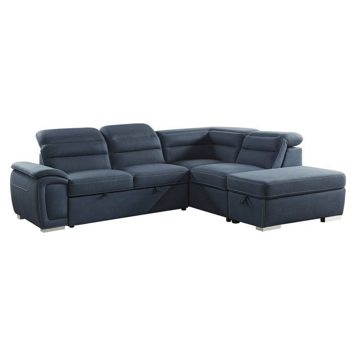 Platina Sectional W/Sleeper & Storage BLUE