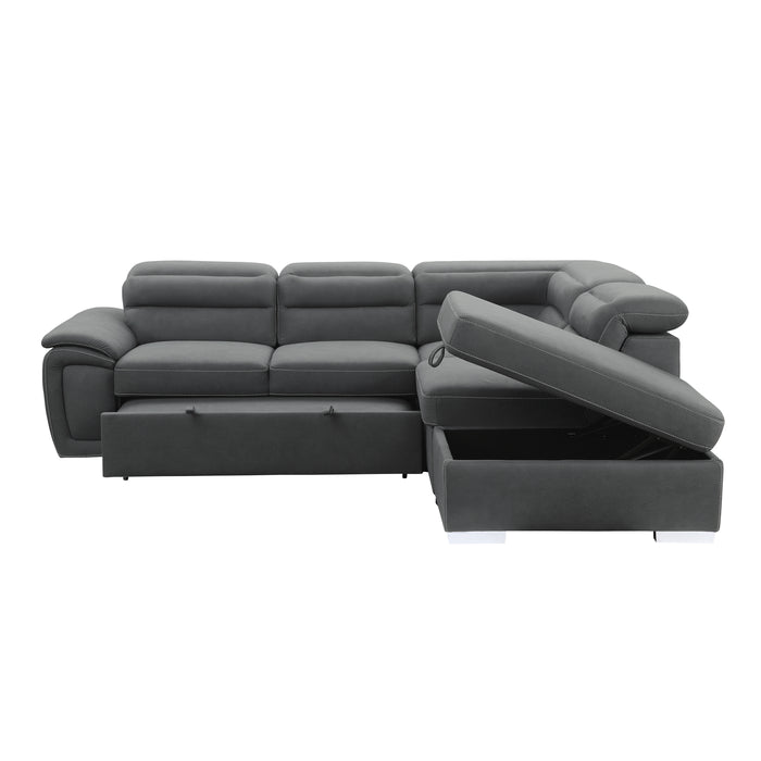 Platina Sectional W/Sleeper & Storage GREY