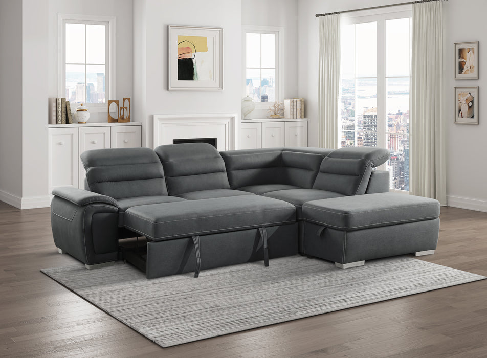 Platina Sectional W/Sleeper & Storage GREY