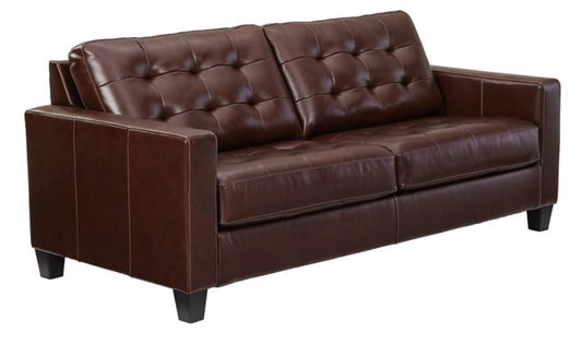 Altonbury Top Grain Leather Sofa Bed W/Memory Foam Mattress BROWN