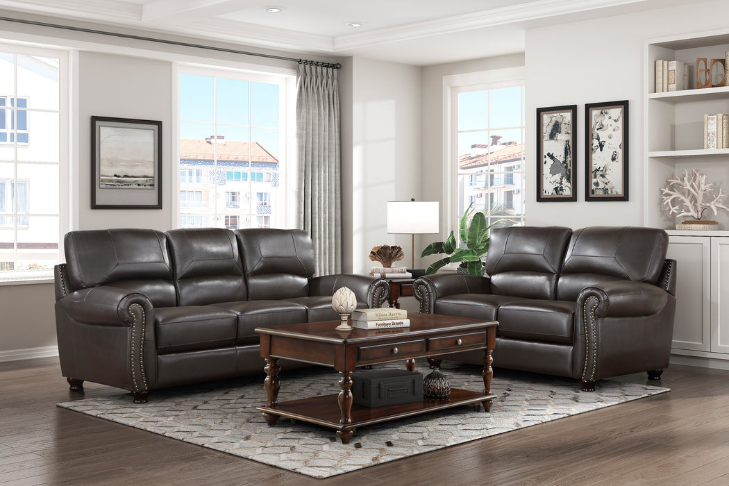 Foxborough Top Grain Leather Sofa DARK BROWN