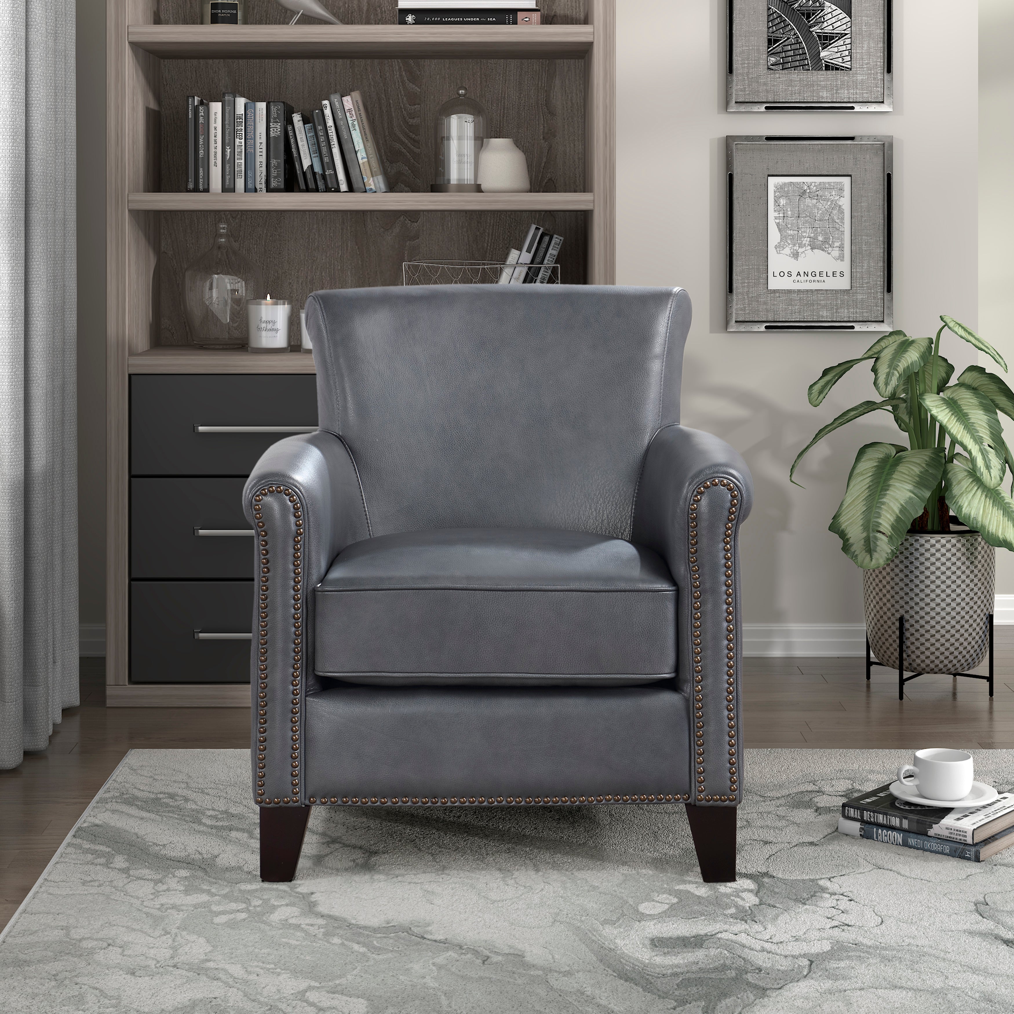 Grey leather accent discount chairs