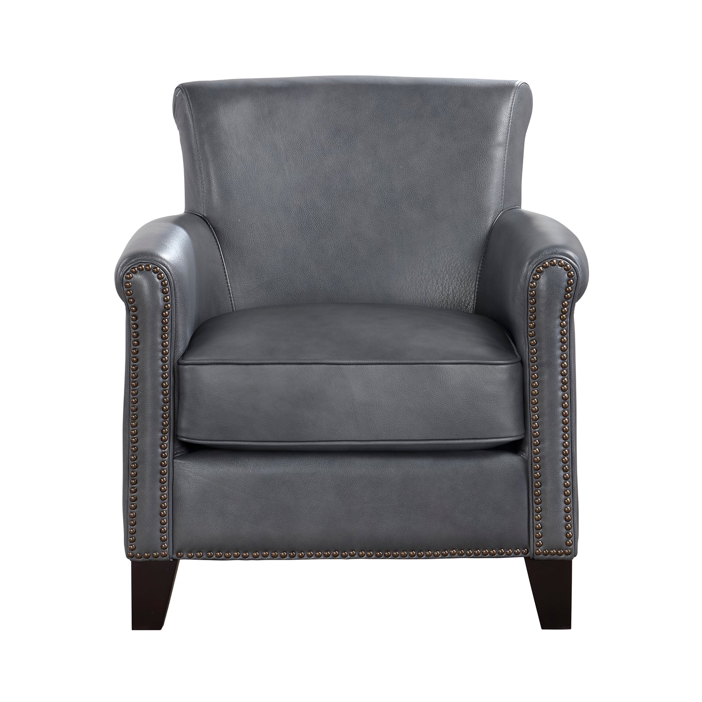 Braintree Top Grain Leather Accent Chair BLUE-GREY %100 LEATHER