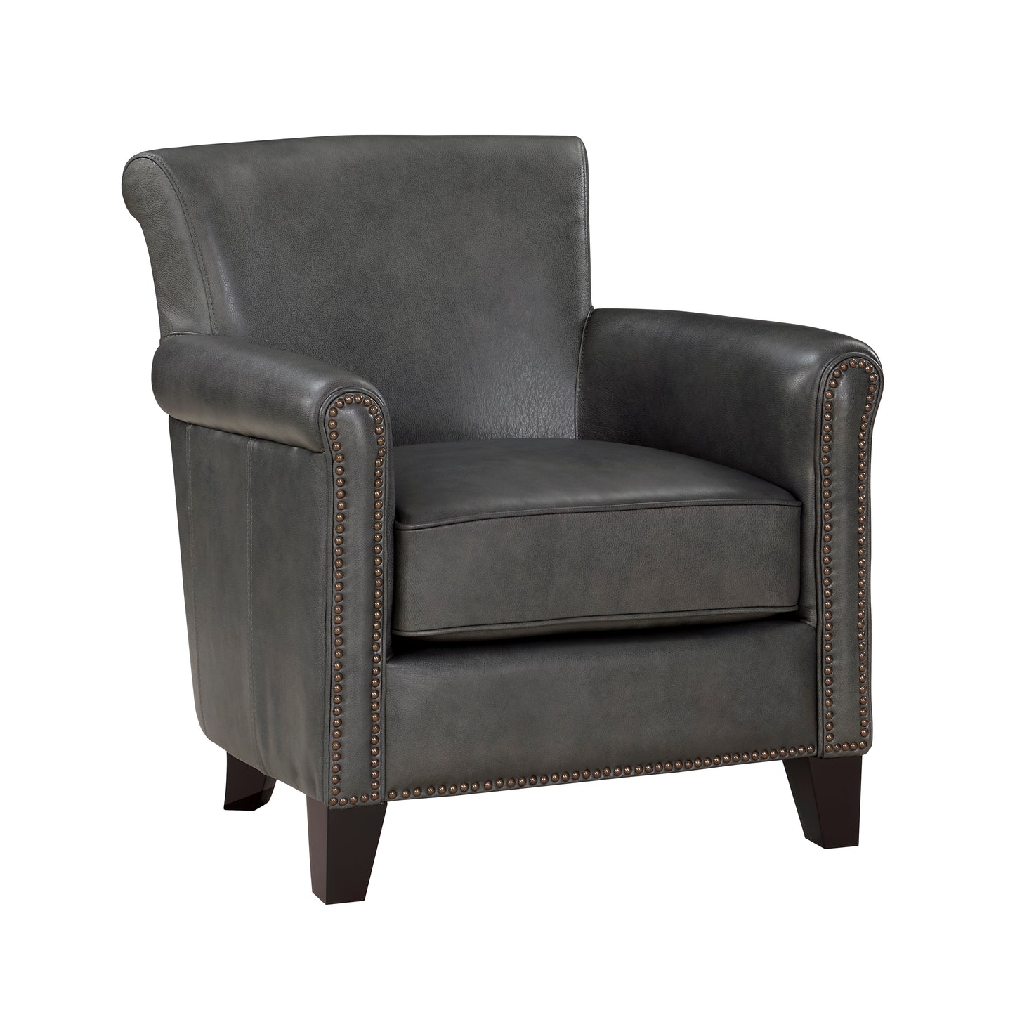 Braintree Top Grain Leather Accent Chair GREY %100 LEATHER