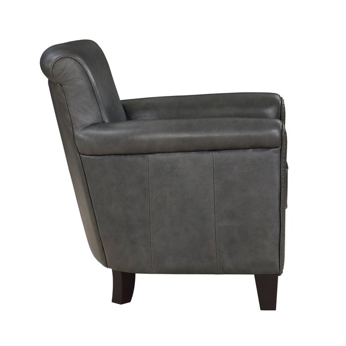 Braintree Top Grain Leather Accent Chair GREY %100 LEATHER