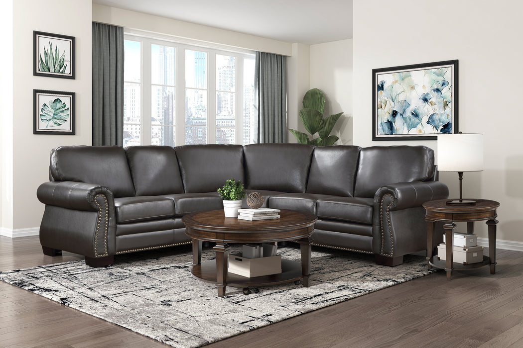 # Wareham Top Grain Leather Sectional DARK BROWN ONLY