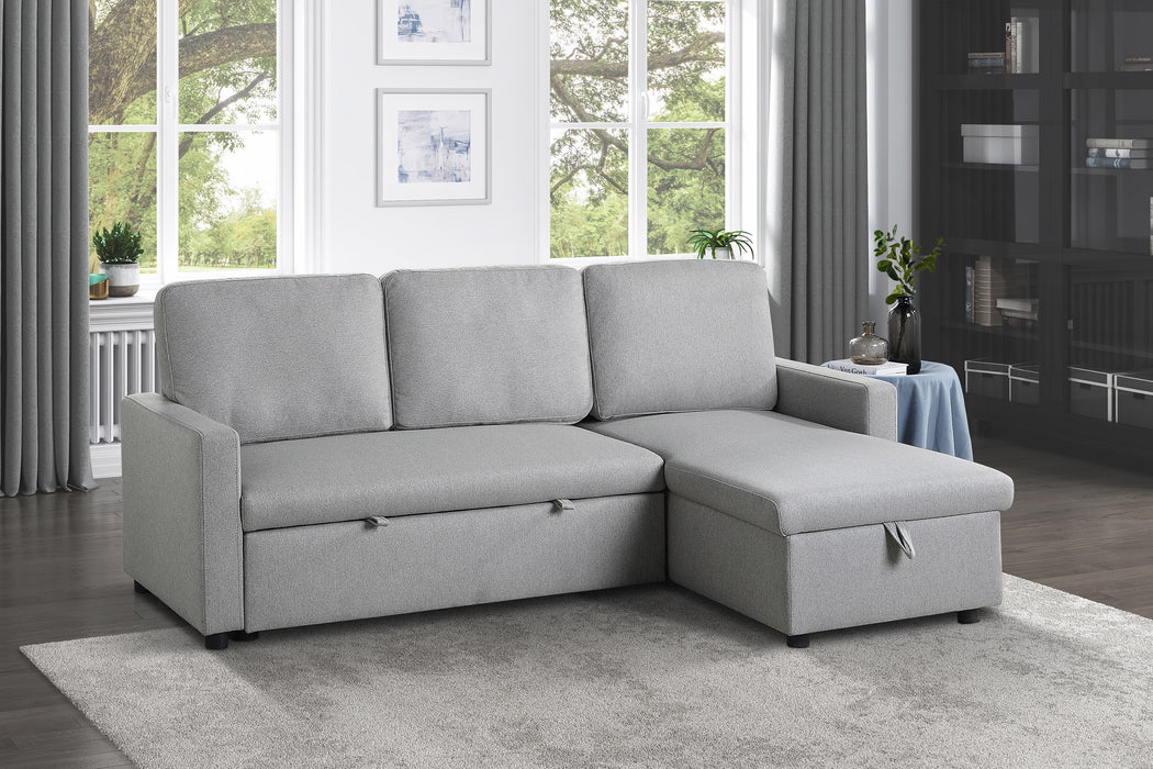 #Brandolyn  Reversible Sectional W/Sleeper & Storage LITE GREY