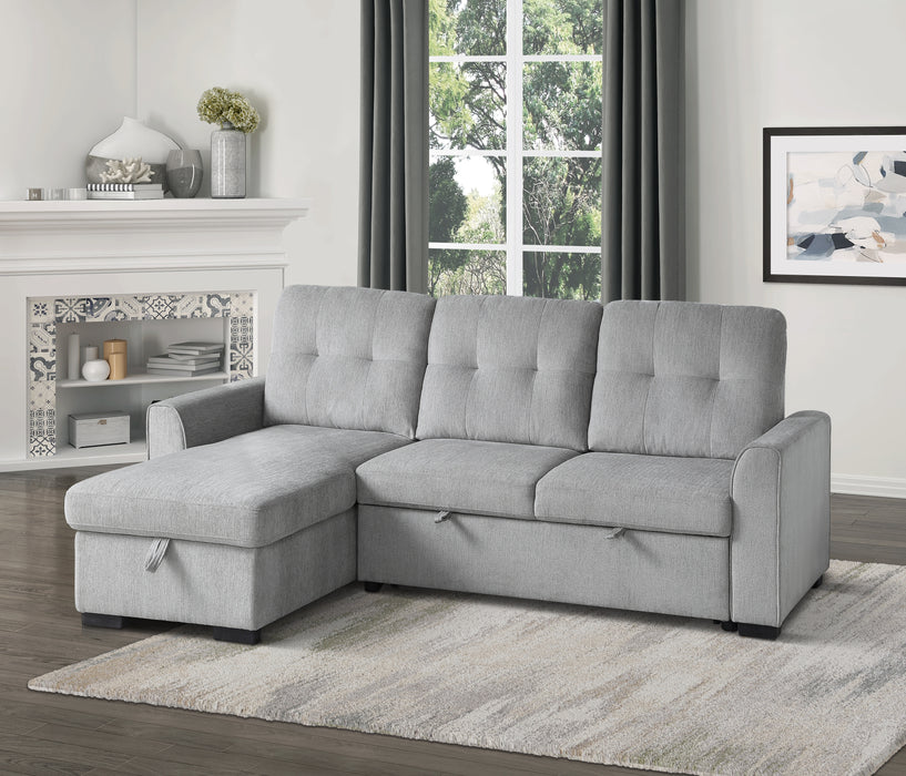 Carolina Reversible Sectional W/Sleeper & Storage LITE GREY