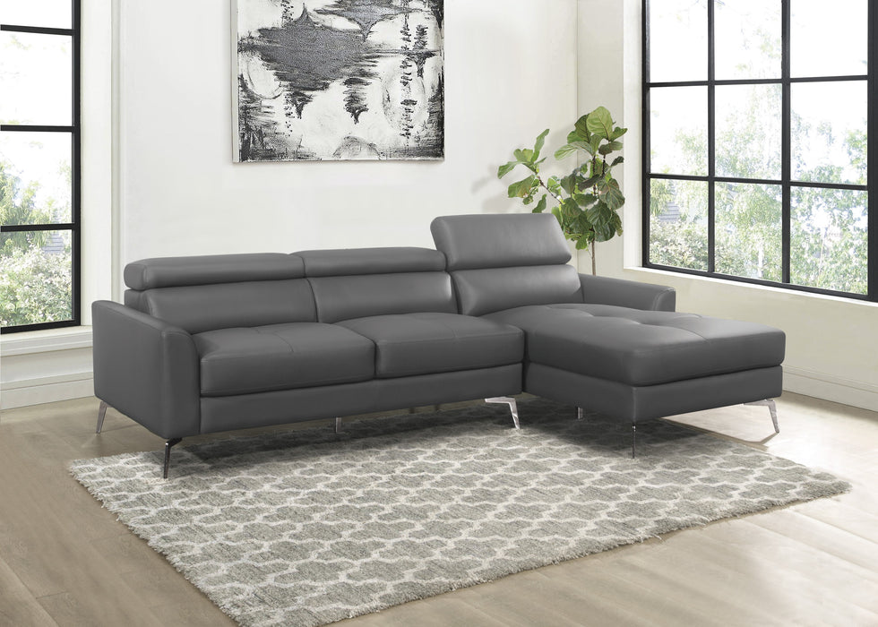 Ashland Top Grain Leather Sectional RAF Only GREY ONLY