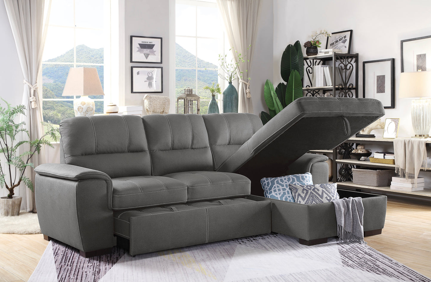Andes Sectional W/Sleeper & Storage RAF ONLY, GREY